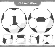 knip en plak, knip delen van voetbal en lijm ze. educatief kinderspel, afdrukbaar werkblad, vectorillustratie vector