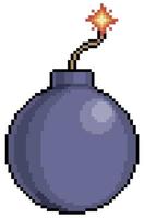 pixel art bomb item voor 8bit game op witte achtergrond vector