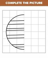 educatief spel voor kinderen maak het plaatje compleet schattige cartoon zonnestelsel planeet 1 half schets voor tekening vector