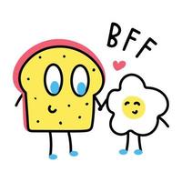 mooie platte sticker icoon van beste bff vector