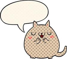 cartoon schattige kat en tekstballon in stripboekstijl vector