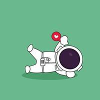 schattige gelukkige astronaut rust ontspannen vector