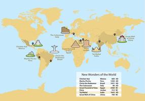 Wonderen van de wereldkaart vector
