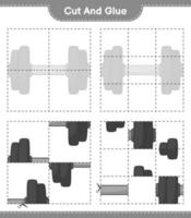 knip en lijm, knip delen van dumbbells en lijm ze. educatief kinderspel, afdrukbaar werkblad, vectorillustratie vector