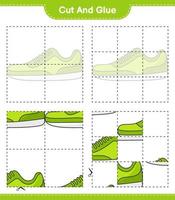 knip en plak, knip delen van de sneaker en lijm ze. educatief kinderspel, afdrukbaar werkblad, vectorillustratie vector