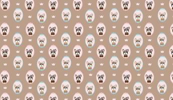 naadloze patroon kawaii schattig bulldog cartoon platte vector element kunst design.