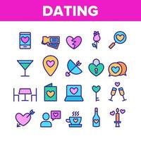 dating liefde kleur elementen pictogrammen instellen vector