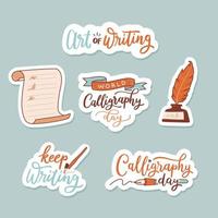 kalligrafie dag sticker set vector