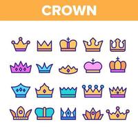 koninklijke hoofddeksels, kronen en tiara's vector iconen set