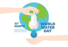 wereld water dag poster banner achtergrond met globe aarde en pomp vector