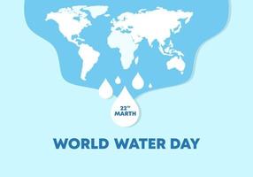 wereld water dag poster banner achtergrond met wereldkaart en waterdruppel vector