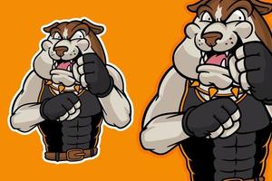 vechten bulldog mascotte vector illustratie cartoon stijl