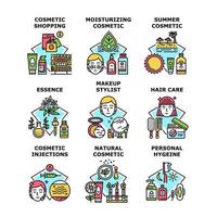 cosmetische hygiëne set iconen vector illustraties