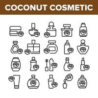 kokos cosmetische pack collectie iconen set vector