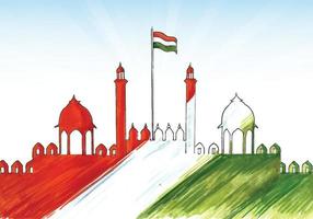 india onafhankelijkheidsdag viering op 15 augustus met lal kila bacground vector