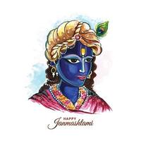 gelukkig janmashtami festival van india heer krishna mooie kaart achtergrond vector