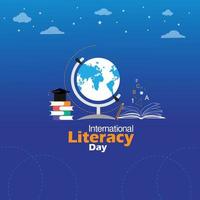 internationale alfabetiseringsdag, 8 september. open boek logo illustratie vector. vector