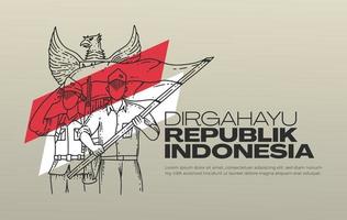 Indonesische onafhankelijkheidsdag banner met pahlawan illustratie vector