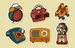 doodle vintage spullen stickers set vector