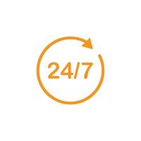 eps10 oranje vector 24 uur service lijn pictogram geïsoleerd op een witte achtergrond. 24 uur ondersteuningssymbool in een eenvoudige, platte trendy moderne stijl voor uw website-ontwerp, logo en mobiele applicatie