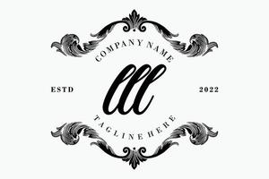 beginletter w lll script latijns monogram frame luxe vector logo ontwerp