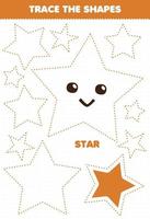 educatief spel voor kinderen traceer de vormen ster afdrukbaar werkblad vector