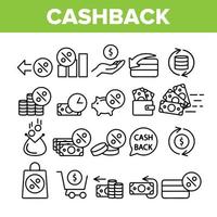 collectie cashback service teken pictogrammen instellen vector