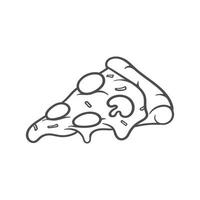 vectorillustratie. pizzaplak met gesmolten kaas en pepperoni. hand getrokken doodle. cartoon schets. decoratie voor wenskaarten, posters, emblemen vector
