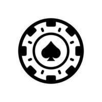 pokerchip glyph-pictogram. chip casino roulette vegas zwart silhouet pictogram. munt geluk speel risico gokspel club plat symbool. geld inzet cirkel token. geïsoleerde vectorillustratie. vector