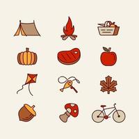 herfst herfst outdoor activiteit icon set vector