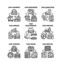 autodealer set iconen vector illustraties