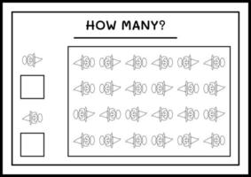 hoeveel heks, spel voor kinderen. vectorillustratie, afdrukbaar werkblad vector