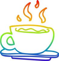 regenbooggradiënt lijntekening cartoon kopje thee vector