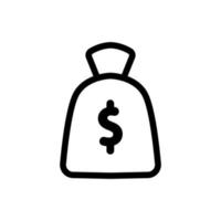 dollar tas pictogram vector. geïsoleerde contour symbool illustratie vector