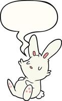 schattige cartoon konijn slapen en tekstballon vector