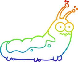 regenbooggradiënt lijntekening grappige cartoon rups vector