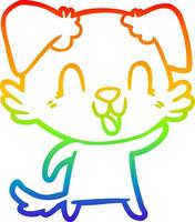 regenbooggradiënt lijntekening lachende cartoon hond vector