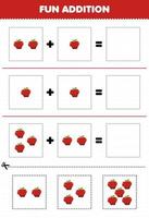 educatief spel voor kinderen leuke toevoeging door te knippen en matchen cartoon fruit appel afbeeldingen werkblad vector