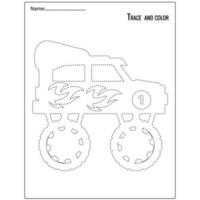 traceren en kleuren voor kinderen, monstertruck. geschikt voor kind onderwijs vector