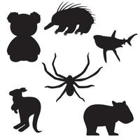 set van Australische dieren silhouetten. vector