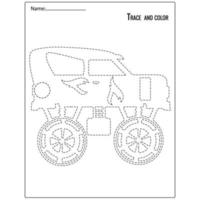 traceren en kleuren voor kinderen, monstertruck. geschikt voor kind onderwijs vector