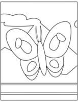 zwart-wit cartoon vlinder karakter kleurplaat voor kinderen lente activiteit. vector