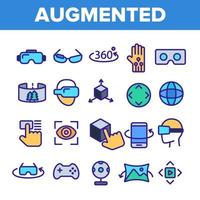 augmented, virtual reality lineaire vector iconen set