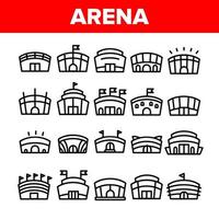 collectie arena gebouwen teken pictogrammen instellen vector