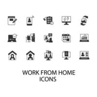 werk vanuit huis pictogrammen instellen. werk vanuit huis pack symbool vectorelementen voor infographic web vector