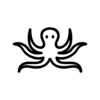 inktvis met lange tentakels pictogram vector overzicht illustratie
