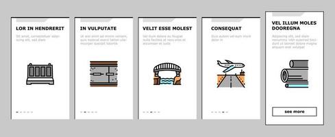 concrete productie onboarding pictogrammen instellen vector