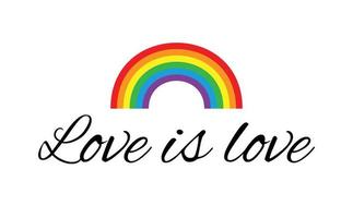 vector lgbt-regenboogvlag met liefde is liefdesbelettering
