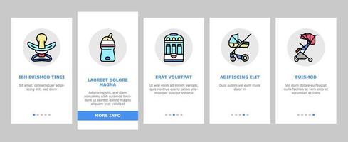 baby winkel verkoop hulpmiddel onboarding pictogrammen instellen vector