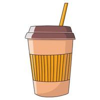 koffiekopje vectorillustratie geïsoleerd op de achtergrond. plastic koffiekopje met warme koffie in cartoon-stijl. vector